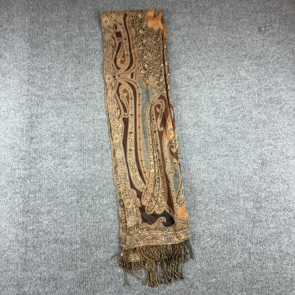Collectioneighteen Scarf Womens One Size Brown Paisley Fringe Rectangle